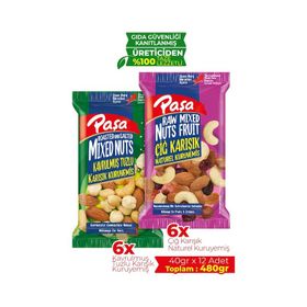 Paşa Kuruyemiş 40 gr Çiğ Karışık Naturel Kuruyemiş (12 adet)