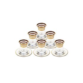 Paşabahçe 12 Parça Cam Stardust Altın Yaldızlı Çay Bardağı Takımı Çay Seti
