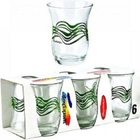 Paşabahçe 42191 Yeşil Dalgalı 6'lı Çay Bardağı
