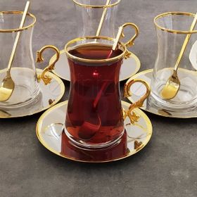Paşabahçe 42361 Kulplu 6 Kişilik Çelik Tabaklı Çay Takımı