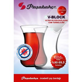 Paşabahçe 42361 V-Block Antimikrobiyal Teknolojili Heybeli 6'lı Çay Bardağı