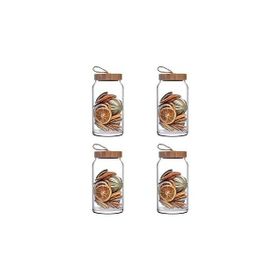 Paşabahçe 43593 Woody Bamboo 1130 CC 4 Adet Kapaklı Kavanoz