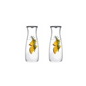 Paşabahçe 43813 Amphora Sürahi 2'li Cam Karaf Başucu Sürahisi 1180 cc Gri Meşrubat Şişesi