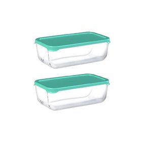 Paşabahçe 53743 Yeşil Snow Box Kapaklı Cam 2 Adet Saklama Kabı