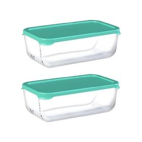 Paşabahçe 53743 Yeşil Snow Box Kapaklı Cam 2 Adet Saklama Kabı