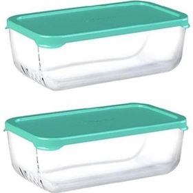 Paşabahçe 53743 Yeşil Snow Box Kapaklı Cam 2 Adet Saklama Kabı