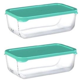 Paşabahçe 53743 Yeşil Snow Box Kapaklı Cam 2 Adet Saklama Kabı