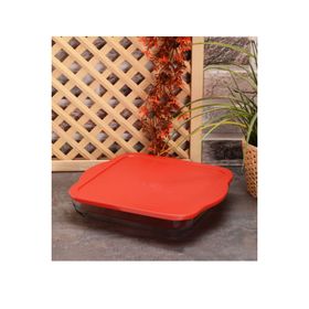 Paşabahçe 59024 3200 CC 28X28 CM Borcam Kırmızı Kapaklı Kare Tepsi