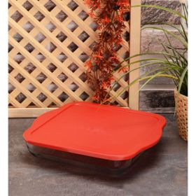 Paşabahçe 59024 3200 CC 28X28 CM Borcam Kırmızı Kapaklı Kare Tepsi