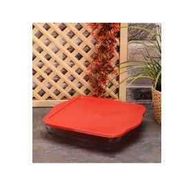 Paşabahçe 59024 3200 CC 28X28 CM Borcam Kırmızı Kapaklı Kare Tepsi