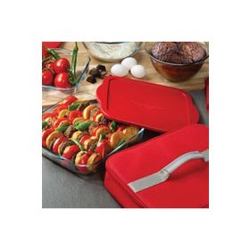 Paşabahçe 59024 3200 CC 28X28 CM Borcam Kırmızı Kapaklı Kare Tepsi