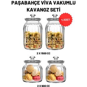 Paşabahçe 96394 4'lü Viva Vakumlu Cam Kavanoz Seti