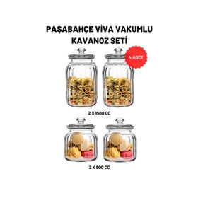 Paşabahçe 96394 4'lü Viva Vakumlu Cam Kavanoz Seti
