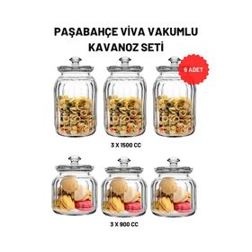 Paşabahçe 96394 6'lı Viva Vakumlu Cam Kavanoz Seti