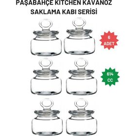 Paşabahçe 98863 Kitchen 614 cc 4 Adet Cam Kapaklı Contalı Kavanoz