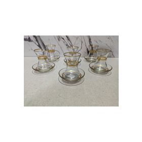 Paşabahçe Altın Yaldızlı Optikli 6'lı 120 cc Çay Bardak Takımı
