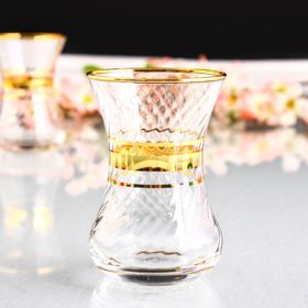 Paşabahçe Altın Yaldızlı Optikli 6'lı 120 cc Çay Bardak Takımı