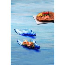 Paşabahçe Cam 2'li Marine Batik Mavi Meze Servis Tabağı + Kayığı Lokumluk Sunum Kabı