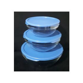 Paşabahçe Cam Chefs Mavi Kapak 3 lü Kase Saklama Kabı