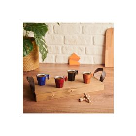 Paşabahçe Casablanca 4'lü Metalik 70 ml Espresso Fincan Seti