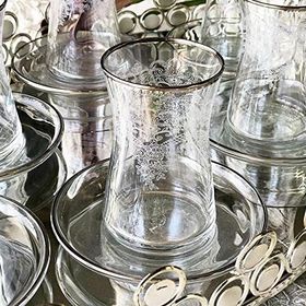 Paşabahçe El Dekorlu Çiçek Desenli Cam 6 Kişilik 12 Parça Çay Bardağı Seti