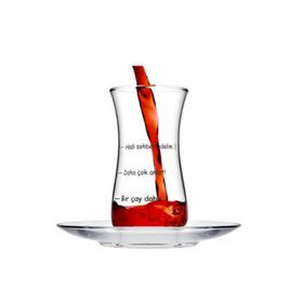 Paşabahçe Fit Hoş Sohbet Baskılı 8 Parça Çay Bardağı Seti