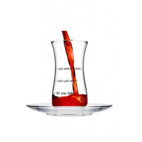 Paşabahçe Fit Hoş Sohbet Baskılı 8 Parça Çay Bardağı Seti