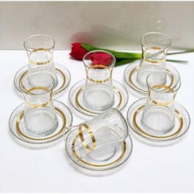 Paşabahçe Heybeli El Yapım Cam 6 Kişilik 12 Parça Çay Bardağı Seti