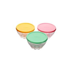 Paşabahçe Karaman 3'lü Renkli Plastik Kapaklı Kase
