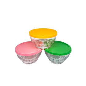 Paşabahçe Karaman 3'lü Renkli Plastik Kapaklı Kase