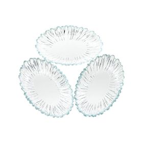 Paşabahçe Oval Servis Çerezlik Kahvaltılık 3'lü Cam Kayık Tabak