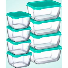 Paşabahçe Snowbox 8'li Yeşil 2 Boy Cam Saklama Kabı