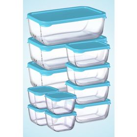Paşabahçe Snowbox Mavi Kapaklı 11 Parça Saklama Kabı Takımı