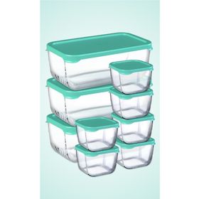 Paşabahçe Snowbox Yeşil Kapaklı 9 Parça Saklama Kabı Takımı