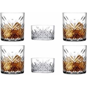 Paşabahçe Timeless 4 Adet Lüx Kristal Dekorlu 345 cc ve 2 Adet Viski Bardağı Çerezlik Takımı