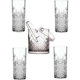 Paşabahçe Timeless Cam Buz Kovası Maşalı + Rakı Bardağı Seti