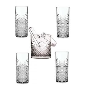 Paşabahçe Timeless Cam Buz Kovası Maşalı + Rakı Bardağı Seti