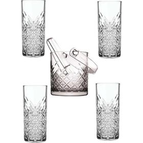 Paşabahçe Timeless Cam Buz Kovası Maşalı + Rakı Bardağı Seti