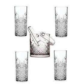 Paşabahçe Timeless Cam Buz Kovası Maşalı + Rakı Bardağı Seti
