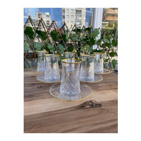 Paşabahçe Timeless Yaldızlı Heybeli 12 Parça Çay Bardağı Seti