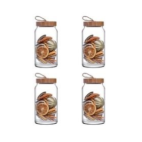 Paşabahçe Woody Bamboo 1130 cc 4 Adet Kapaklı Kavanoz