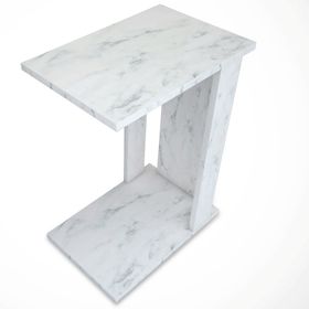 Pasific Home Çok Amaçlı Tekerlekli C Beyaz Mermer Koltuk Sehpası