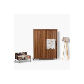Pasific Home Huga 2 Kapaklı Aynalı 130 cm Ceviz Sürgülü Gardırop