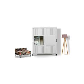 Pasific Home Huga Sürgülü 2 Çekmeceli Beyaz 150 cm Gardırop