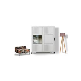Pasific Home Huga Sürgülü 2 Çekmeceli Beyaz 150 cm Gardırop