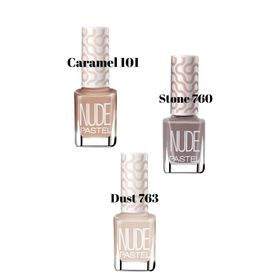 Pastel el_bakım_12 Nude Caramel 101 Nude Stone 760 Nude Dust 763 Nail Polish 3’lü Oje Seti