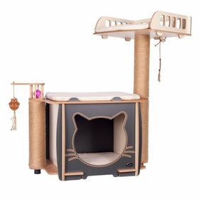 Pati Homes Gri XL Yataklı Kedi Evi