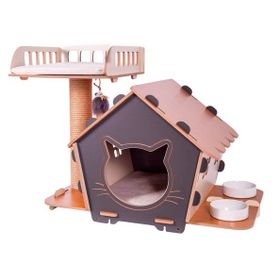 Pati Homes Pro 3'1 Arada Gri Kedi Evi Yataklı