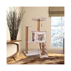 Pati Homes Teraslı Katlı Kedi Oyun Evi Bej Kedi Tırmalaması
