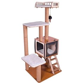 Pati Homes XL Kedi Tırmalaması Bej Katlı Kedi Evi